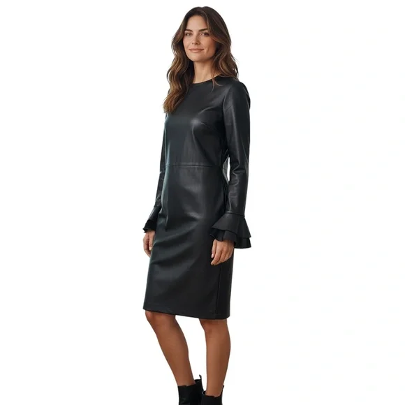 knee length dresses for ladies RALPH LAUREN Leather Dress Belt Black – MAISONDEFASHION.COM